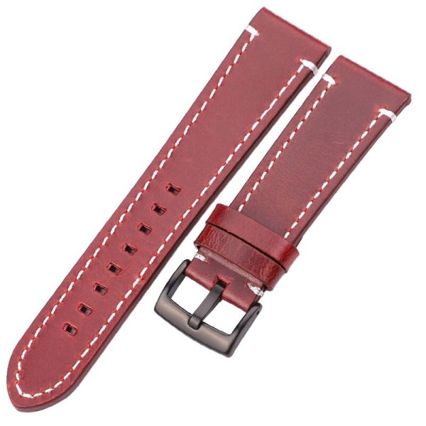 Ekte Skinn Klokkereimer 18mm 20mm 22mm 24mm Svart Mørkebrun Dame Herre Klokkebånd Rem Belte Med Spenne Brown silver clasp 22mm