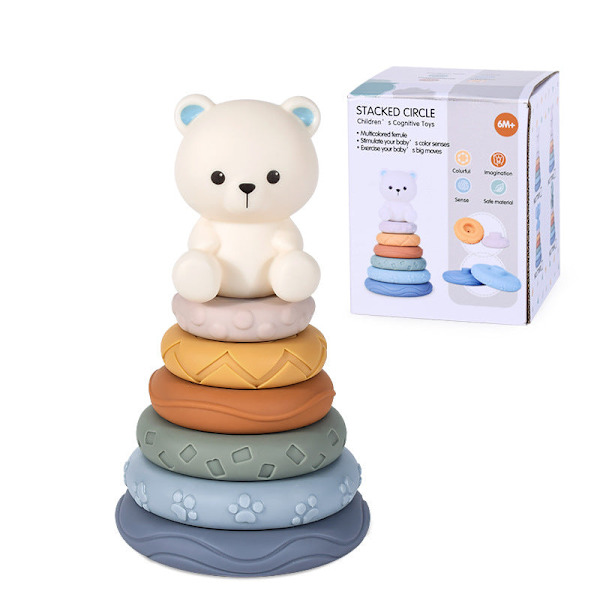Spædbarns Puslespil Byggeklodser Kognitiv Lindring Firkantede Bløde Byggeklodser Jenga Vinyl Byggeklodser af Fleksible Lim Legetøj White Bear Jenga