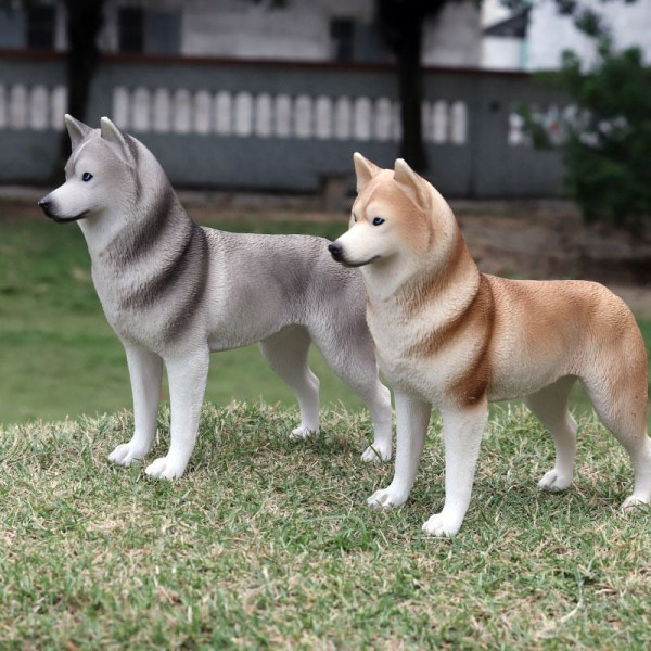 Oenux Nya Stora Hund Djursimulering Bullterrier Rottweiler Corgi Shiba Inu Bully Hund Actionfigurer PVC Härliga Husdjursmodell Leksaker 2pcs13
