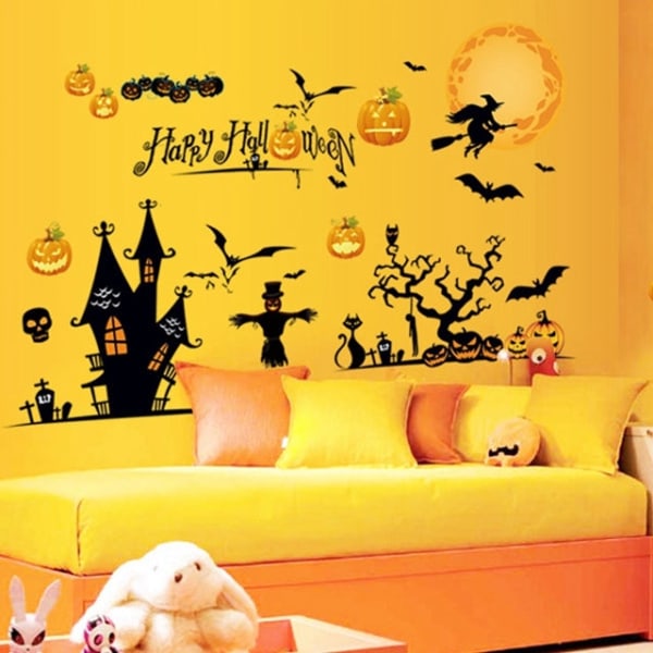 Stora Avtagbara Glad Halloween Klistermärken Blodiga Händer Halloween Dekorationer för Hem Badrum Toalett Skräck Fönster Väggdekaler Style 17