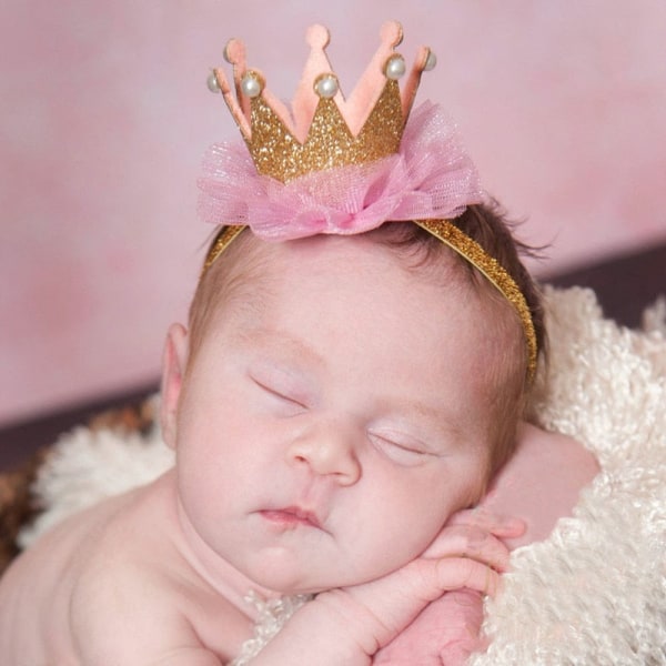 Söt glänsande nätgarn tjejer Födelsedagsfest Hattar Prinsessan Kronkepsar Baby shower Födelsedagstårta Kepsar Fotorekvisita Barnfestinredning Blue 9X4.5CM