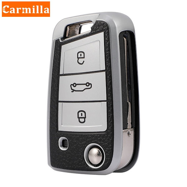 TPU Læder Bil Nøgle Etui Cover til Golf 7 MK7 Tiguan MK2 til SEAT Ateca Leon FR 2 Ibiza til Skoda Octavia A7 Red Key Case