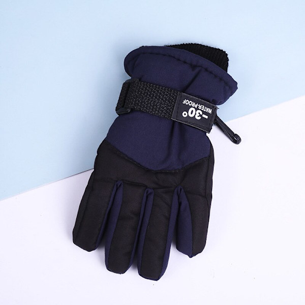 Nya Vindtäta Varma Skidhandskar Vinter Utomhus Ridning Barn Snöskridskoåkning Snowboardåkning Barn Vattentäta Andningsbara Vantar Dark blue