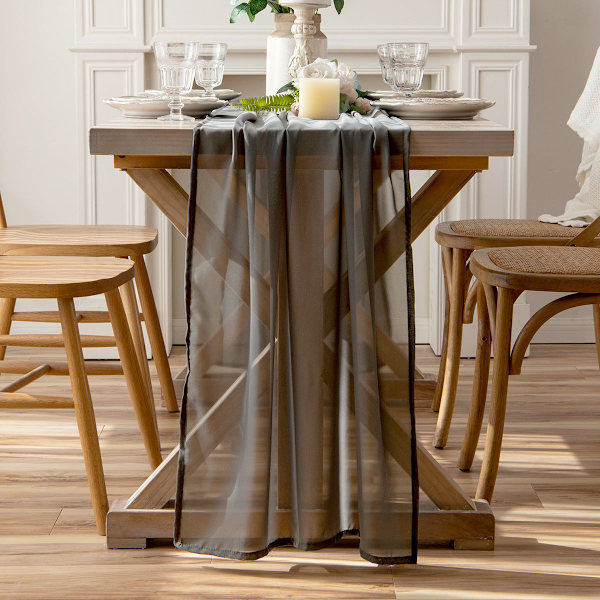 Chiffon bordløber hvid bryllup simpel hotelbord Fest festdekoration dug Bordløber Love Pink 73*200cm