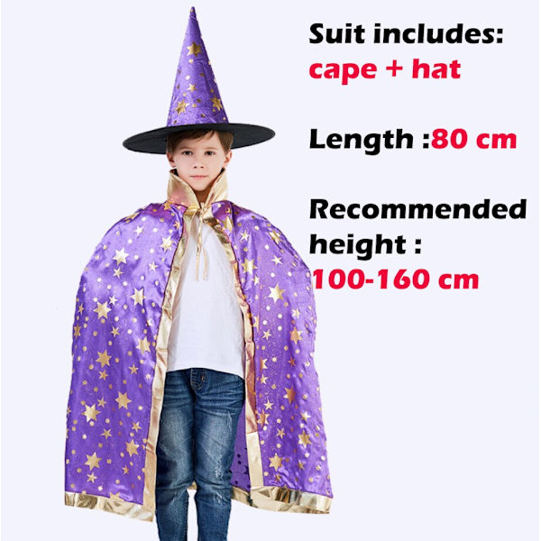 Halloween-viitta hatulla, tähtikuvioinen kurpitsaviitta, cosplay-asut, Halloween-asu lapsille, pojille, tytöille, juhliin, syntymäpäivään, 80 cm Red One Size