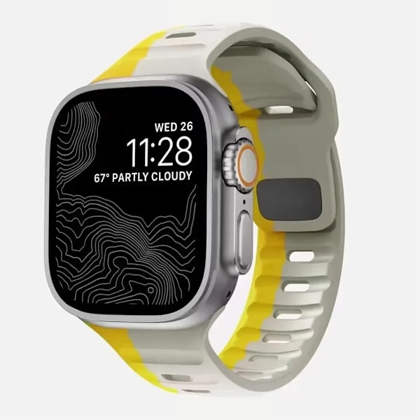 Kellon ranneke Apple Watch iWatch 38/40/41/S10-42mm vaalean harmahtavan keltainen
