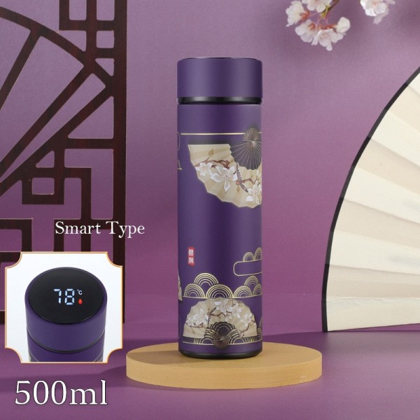 Termoflaskkopp Smart temperaturdisplay Drickbar Värmehållare Vakuumflaska för termosmugg koppar 500ml 501-600ml Smart purple