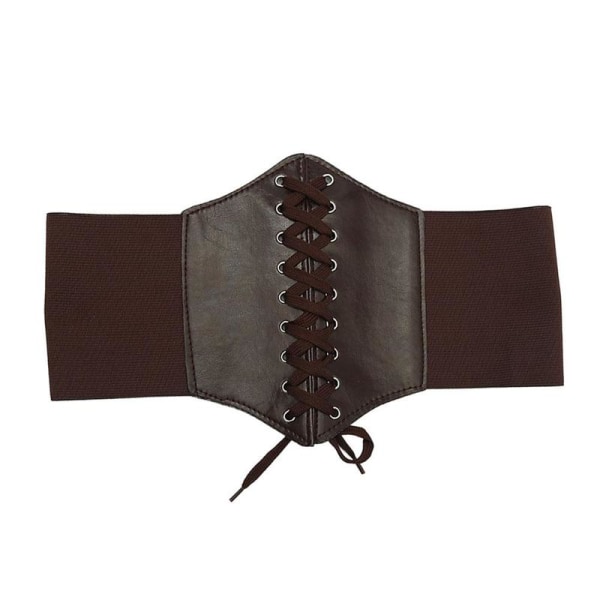 1 stk. Gotisk Mørk Snøre Livstykke Bælte til Kvinder Bred PU Læder Bælter Dame Mode Slankende Taljebånd Justerbar Kjole Girdle Black One Size