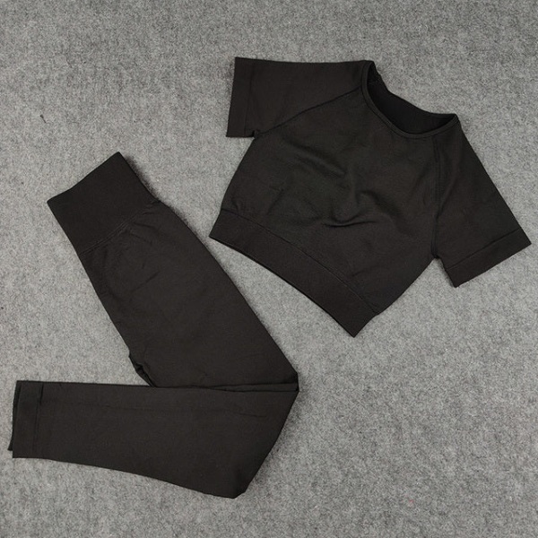 Yoga BH Crop top Sports BH Træningssæt Sømløst Polyester Gymnastiksæt 2pcs Blue L