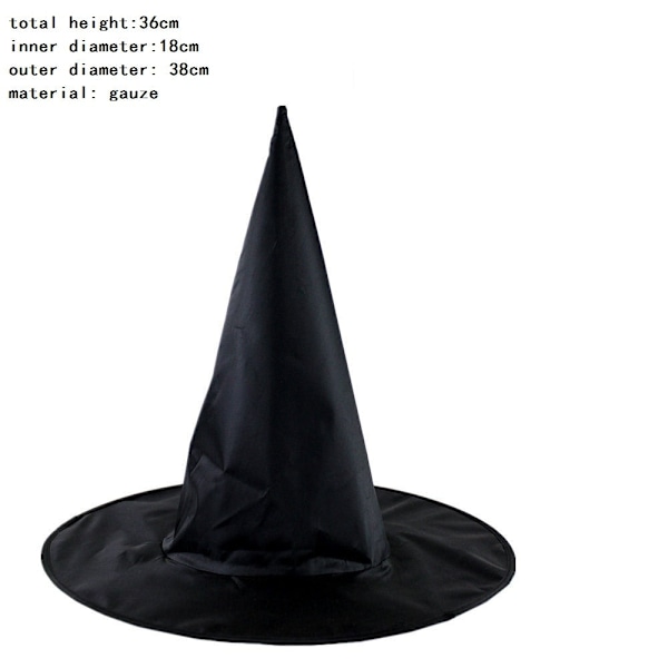 Voksen Barn Heksehatter Maskerade Bånd Trollmannshatt Cosplay Halloween Kostyme Fest Bursdag Karneval Hekser Topphatter 7