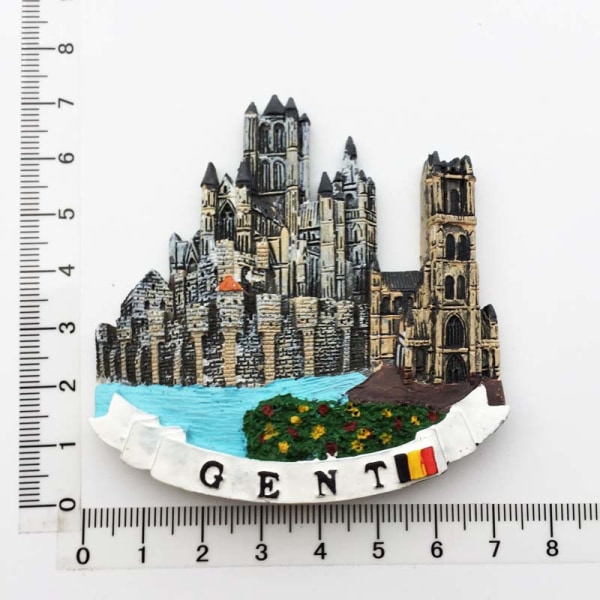 Belgia Gent Maamerkki Rakennus jääkaappimagneetit Turismimatkamuisto Maalatut magneettiset jääkaappitarrat Kokoelma Koristelu Brugge 1