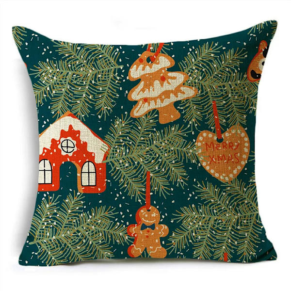 Merry Xmas Prydnadskuddar Överdrag 40/45/50cm Julgran Snögubbe Ornament Bollar Kuddfodral för Soffa Vardagsrum Heminredning 40cm x 40cm 12