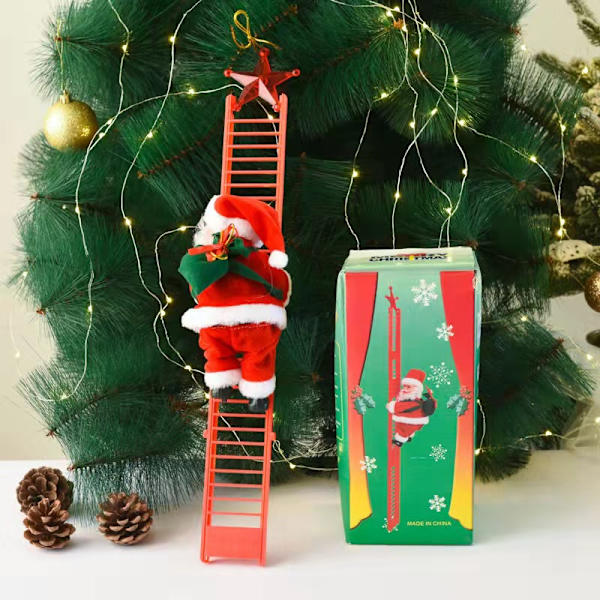 Juldekoration Elektrisk Stege Jultomte Klättrande Pärlor Jultomte Barn Present Köpcentrum Medium rotating tree