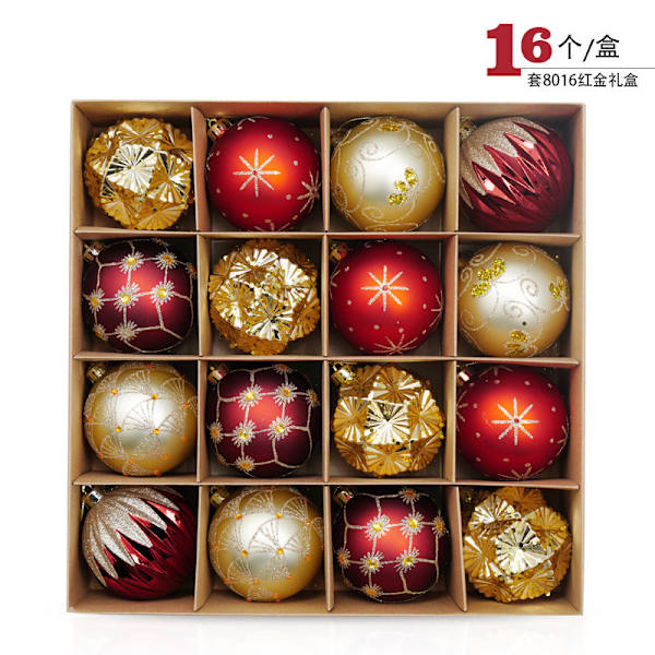 Yinhao Julekule 16 8cm Plast Julefargekule Juletre Anheng Ornament Hengende Ornamenter Red and White