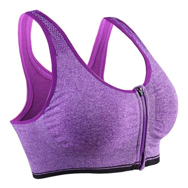 Yoga BH Kvinnor Stötsäker Gym Tröja Sport-BH Dragkedja Fram Stor Dam Push Up Behå Sportkläder Orange L
