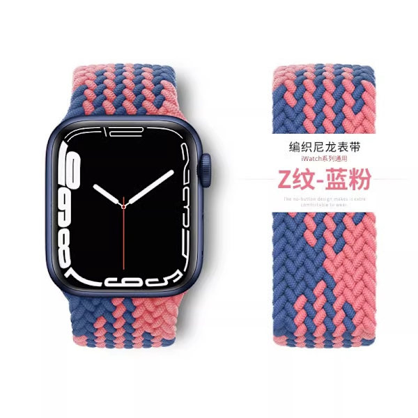 Klockarmband för Apple Watch iWatch 38/40/41mm S storlek Z-mönster blå rosa
