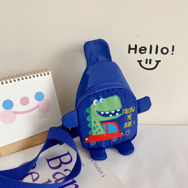 Söt Barnväska Tecknad Dinosaurie Barnväskor Förskola Utomhus Reseryggsäck för Pojkar Flickor Axelväska Crossbody Blue