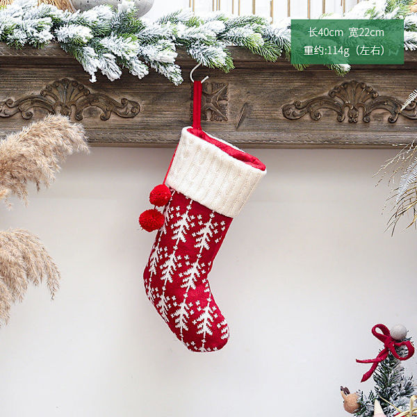 Uudet joulukoristeet Neulotut joulusukat Villalankasukat Punavalkoinen Hirvi Lahjakassi Lasten Lahjakassi Christmas knitted small tree socks