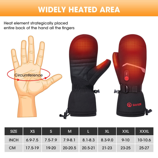 Saviour Heat Vintervantar Skiduppvärmda handskar Uppladdningsbart elektriskt batteri för män Kvinnor Håller värmen Uppvärmda utomhussporthandskar S66B M