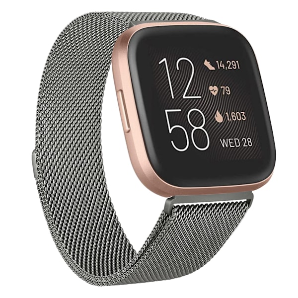 Metallreim for Fitbit Versa 2 Lite Sense-bånd Armbånd for Fitbit Versa 3 Håndledd Milanese Erstatningsarmbånd Klokkereim gun-col for Versa 3