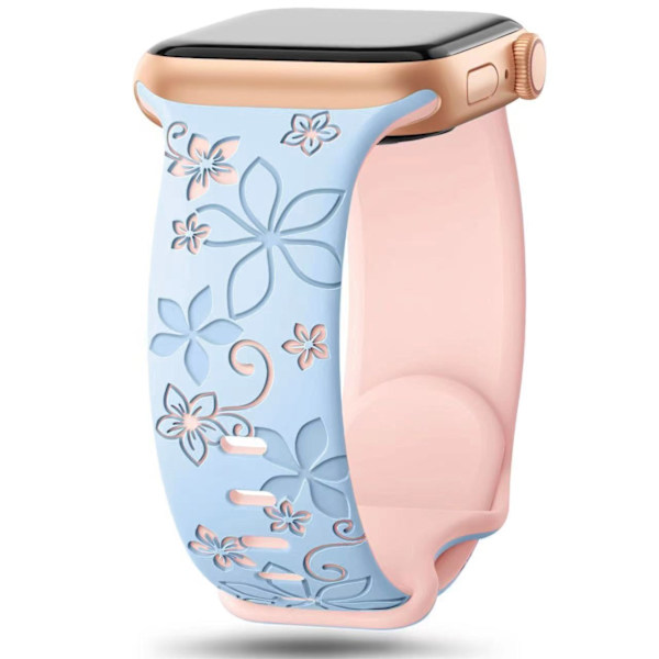 Klockarmband för Apple Watch iWatch 42/44/45/49mm tvåfärgad Bauhinia blå + rosa