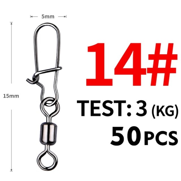 Fishhook 50 ST Pike Fisketillbehör Anslutningsstift Lager Rullande Lekande Rostfritt Stål Snäpp Fiskekrok Bete Lekanden Utrustning Size12 17mm 9kg