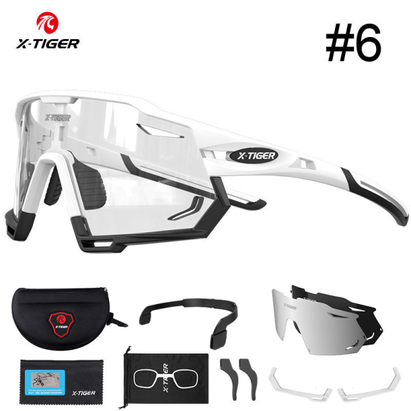 X-TIGER Sports Utendørs Briller for Sykling 3 Linser Goggles Lysfølsomme Vari-Farge Kort Briller #6(3 lenses) 17cm