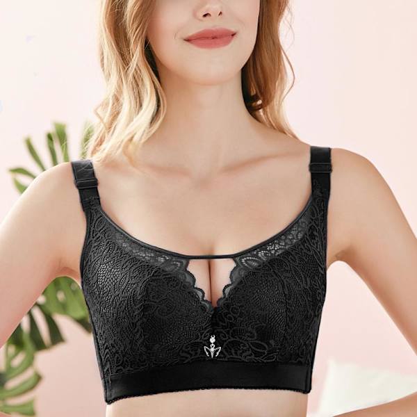 Fullkupa Spetsbehåar för Kvinnor C D Kupa Sexig Behå Bygel Stor Storlek Lingeire 34 Till 50 Black 48C