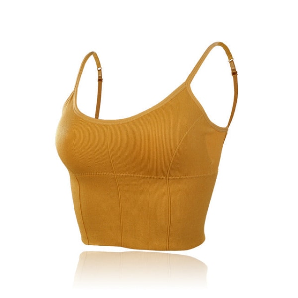 Yoga BH Push Up Bomull Enfärgad Sport-BH För Kvinnor Flickor Black Free Size