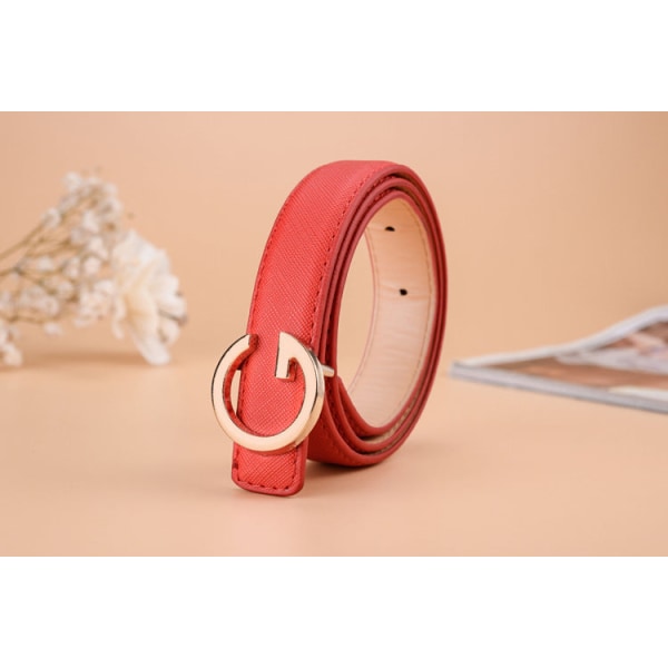 Bälte Mode All-Match Barn och Tonåringar Bälte Unisex Byxbälte Gold Buckle Red 3 80CM