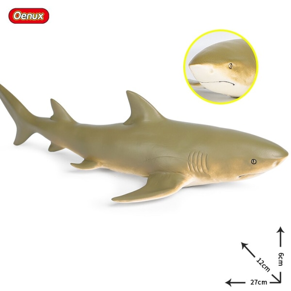 Oenux Stor storlek Sea Life Djur Mjuk vit haj Stor haj Actionfigurer Modell verklighetstrogna pedagogiska leksaker för barn Present without box16