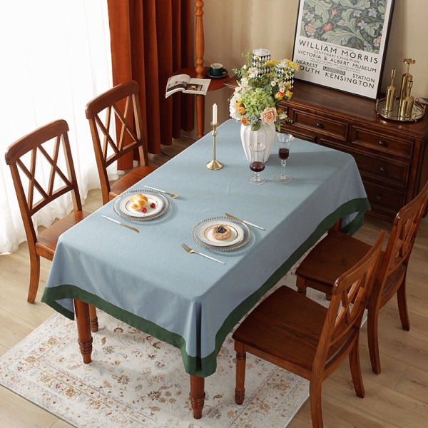 Ensfarget Duk Amerikansk Western-Stil Spisebord Stoff Rektangulær Skrivebordsduk Nordisk Ensfarget Duk Kaffeduk Tile green 90*140cm