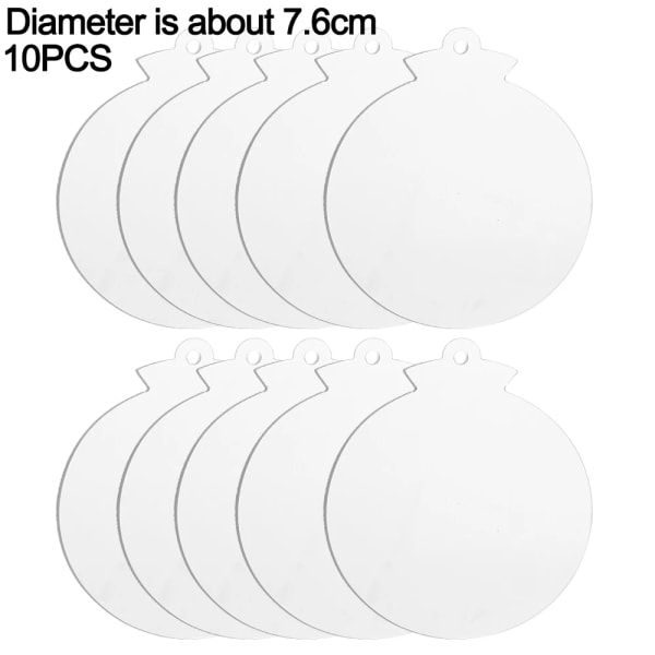 10/5 st Akrylskivor Julgran hängande prydnad DIY Tom Circle Xmas Nyårsdekor för hem Klara Bauble Ball Crafts 5PCS-Diameter 5cm