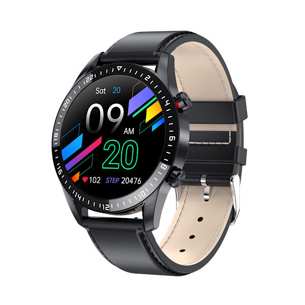 Smartklocka Bluetooth 1,32-tums Samtal Anpassad Urtavla Puls Blodtryck Blodsyre Brown leather