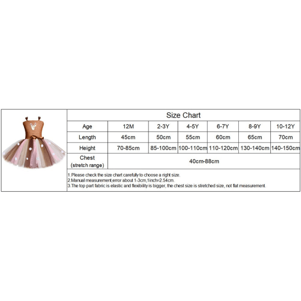 Rådjurs Tutu Klänning för Flickor Halloween Jul Kostym Barn Djur Älg Ren Cosplay Födelsedagsfest Klänning Med Hårband 1-12 År Dress and Hairband1