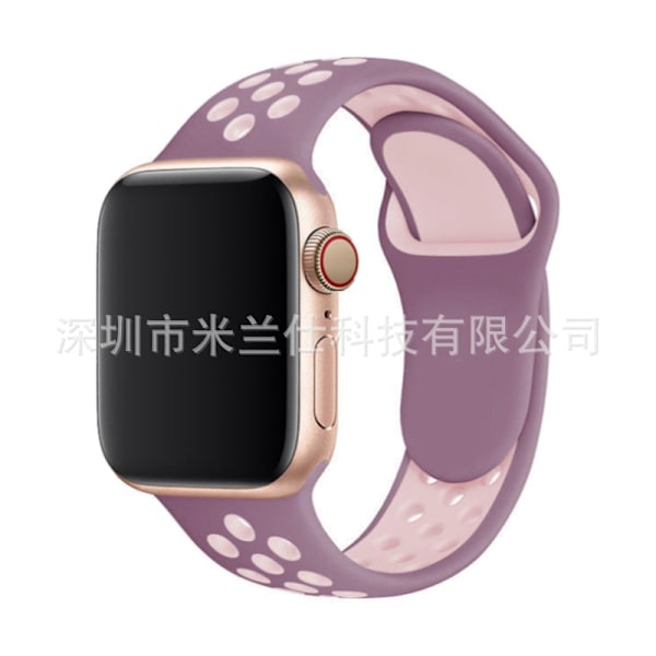 Kellon ranneke Apple Watch iWatch 38/40/41/42mm - S10 pidennetty koko ML koodi 21 violetti vaaleanpunaisella