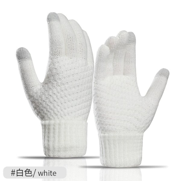 Vinter Pekskärmshandskar för Män Kvinnor Hel Finger Imitationsull Varma Elastiska Stickade Vantar Tjocka Virkade Vantar Yellow One Size