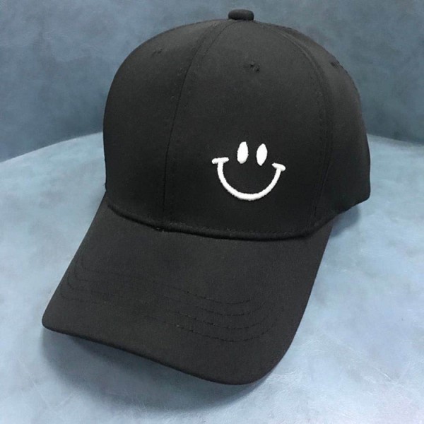 Baseballkepsar med broderat leende för damer Kpop Svart Bomull Justerbar Snapback Rolig Hip Hop Keps Höst Sol Pappa Hattar för Herr 02 Adjustable