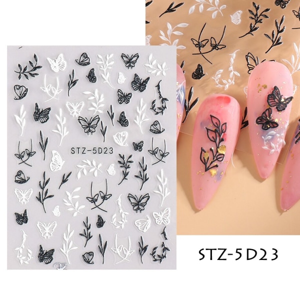 5D Halloween Nageldekaler Spindelväv Skräckögon Ansikte Pumpa Nageldekaler Präglade Designer Sliders Folier Manikyr TRSTZ-5D STZ-5D23