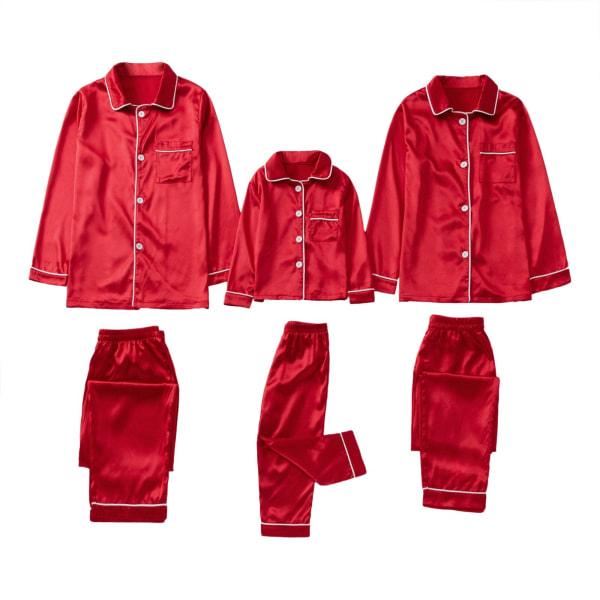 Matchande Julpyjamas Familj Pyjamas Satin Enfärgad Matchande Jul Sovkläder Green Mother M