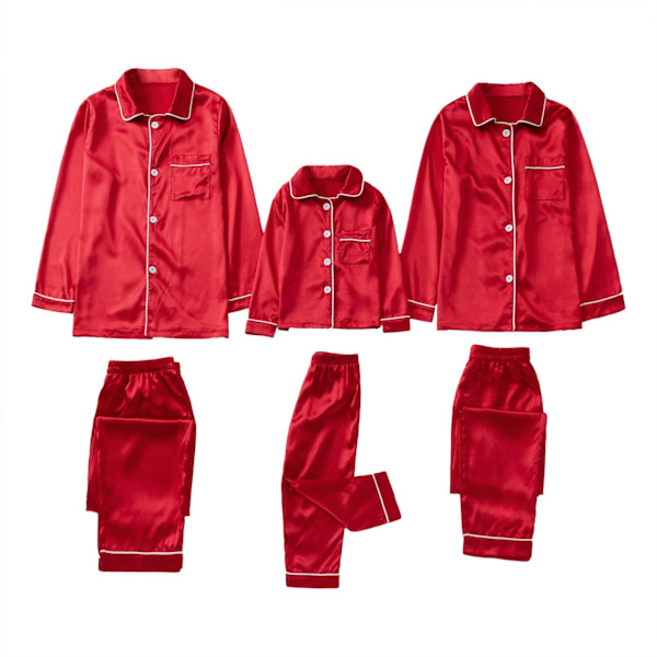 Matchande Julpyjamas Familj Pyjamas Satin Enfärgad Matchande Jul Sovkläder Red Father M