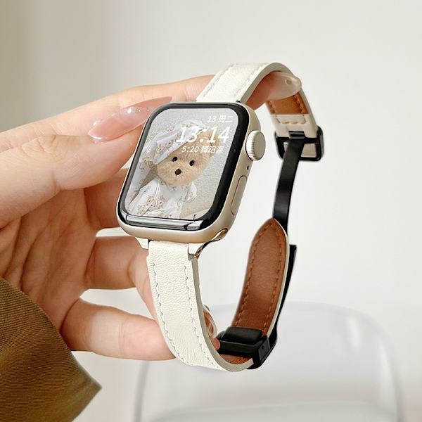 Urrem til Apple Watch iWatch til SE/4/5/6 40mm Tyndt magnetisk spænde - råhvid