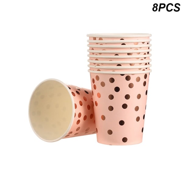 Roséguld Party Engångsartiklar Tallrik Sifferballong Flicka Födelsedagsfest Bröllopsdekor Vuxenfest Babyshower Dekor 8pcs 7inch plate1