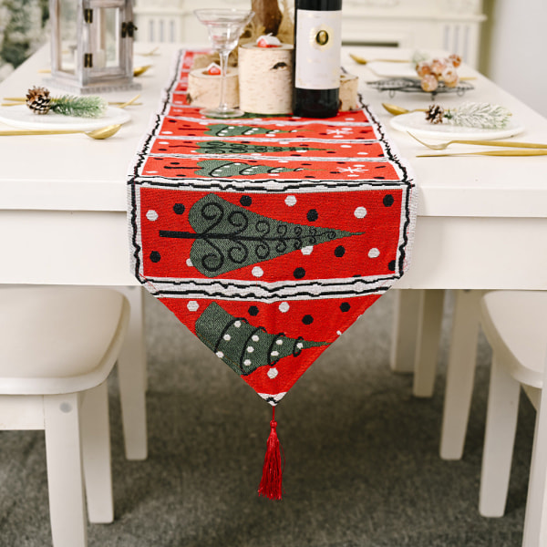 Nye Juledekorasjonsartikler Strikket Stoff Bordløper Kreativ Juleduk Spiseborddekorasjon Hjemmepynt Knitted cloth table runner elk style