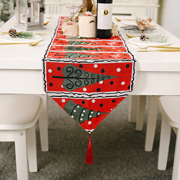 Nye Juledekorasjonsartikler Strikket Stoff Bordløper Kreativ Juleduk Spiseborddekorasjon Hjemmepynt Knitted fabric table runner elderly