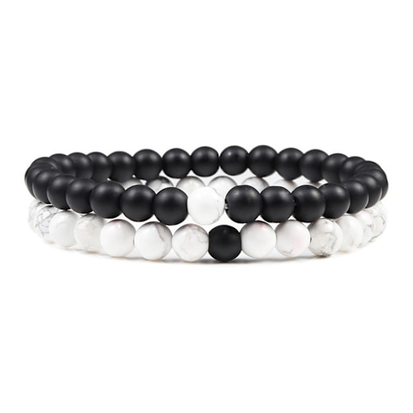 Avstandsarmbånd for kvinner Pararmbånd Klassisk 6mm Naturlig Svart Matt Blå Turkiser Perlearmbånd Herre Smykker Multicolor Weathered
