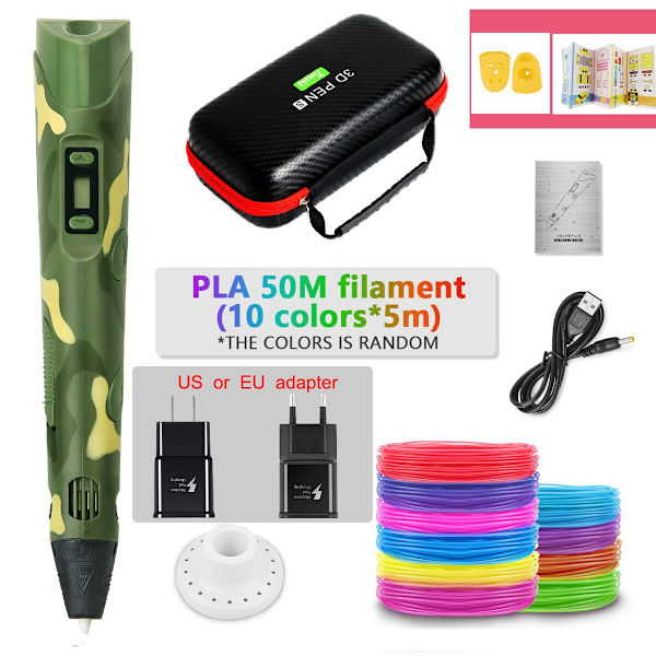 DIY 3D-penna för barn 3D-utskriftspennor Ritpennor med PLA-filament Nyhetspresent till barn Födelsedagspresent Julklapp PLA Filagment Green-50M