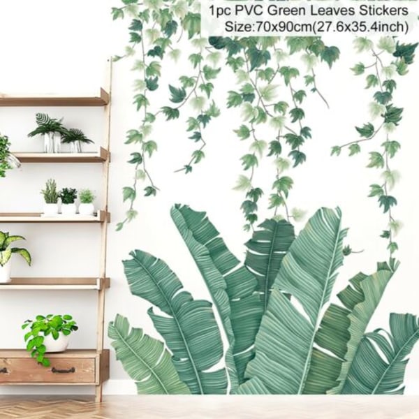 LuanQI Green Leaves Väggdekaler För Hem Vardagsrum Dekorativ Vinyl Väggdekor Tropiska Växter Gör det själv Barn Dörrväggmålningar Tapeter 10109