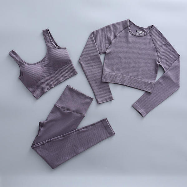 Joogasetti Naisten Kuntosalivaatteet Naisille Korkeavyötäröiset Joogahousut Verryttelypuku Naisten Fitness-vaatteet 3 Pcs Set Pink S