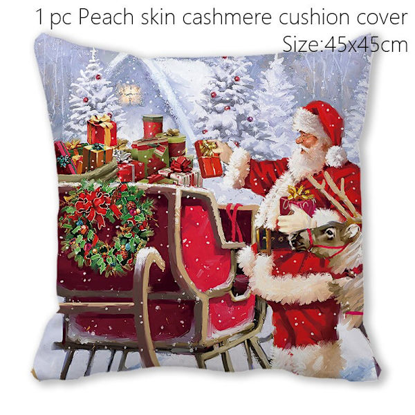 Jultomten Jul Dörrmatta Kuddfodral Juldekorationer för Hemmet 2023 Navidad Ornament Julgransprydnader Nyårspresenter Pillowcase - 020